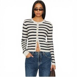 PREPPY Nautical Striped JESSICA SIMPSON Cotton Knit Classic Cardigan | 📐L